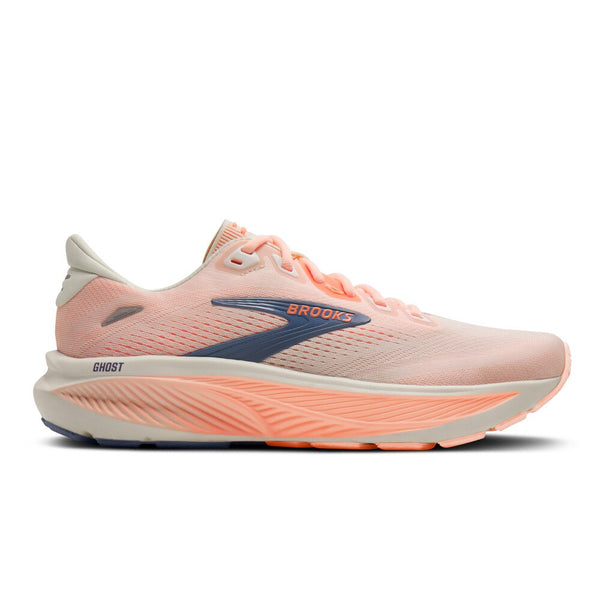 Brooks Ghost 18 Wide (Women's) - Star White/Cyber Peach/Grey