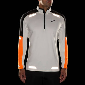 Brooks Run Visible 1/2 Zip 2.0 (Mens) - Ecru/Fluoro Flash/Black