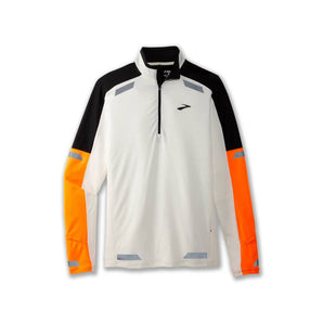Brooks Run Visible 1/2 Zip 2.0 (Mens) - Ecru/Fluoro Flash/Black