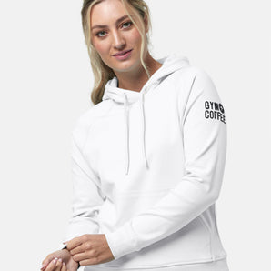 Gym+Coffee Chill Pullover Hoodie (Womens) - White