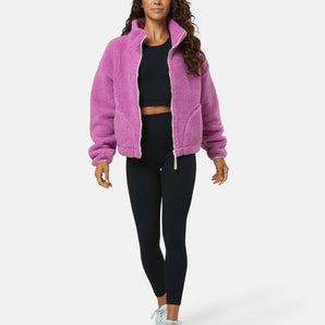 Gym+Coffee Industry Fleece High Collar Jacket (Womens) - Crisp Pink