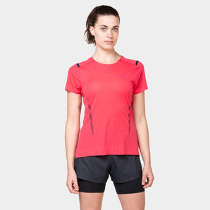 Ronhill Short Sleeve Race T-Shirt (Womens) - Sunset/Razzmatazz