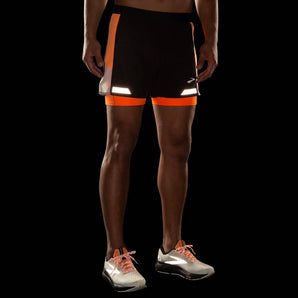 Brooks Run Visible 5" 2in1 Short 2.0 (Mens) - Black/Ecru/Fluoro Flash