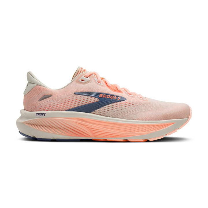 Brooks Ghost 18 (Women's) - Star White/Cyber Peach/Grey