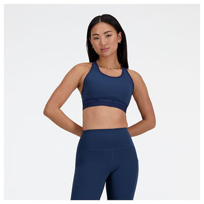 New Balance Sleek Medium Support Sports Bra - Navy