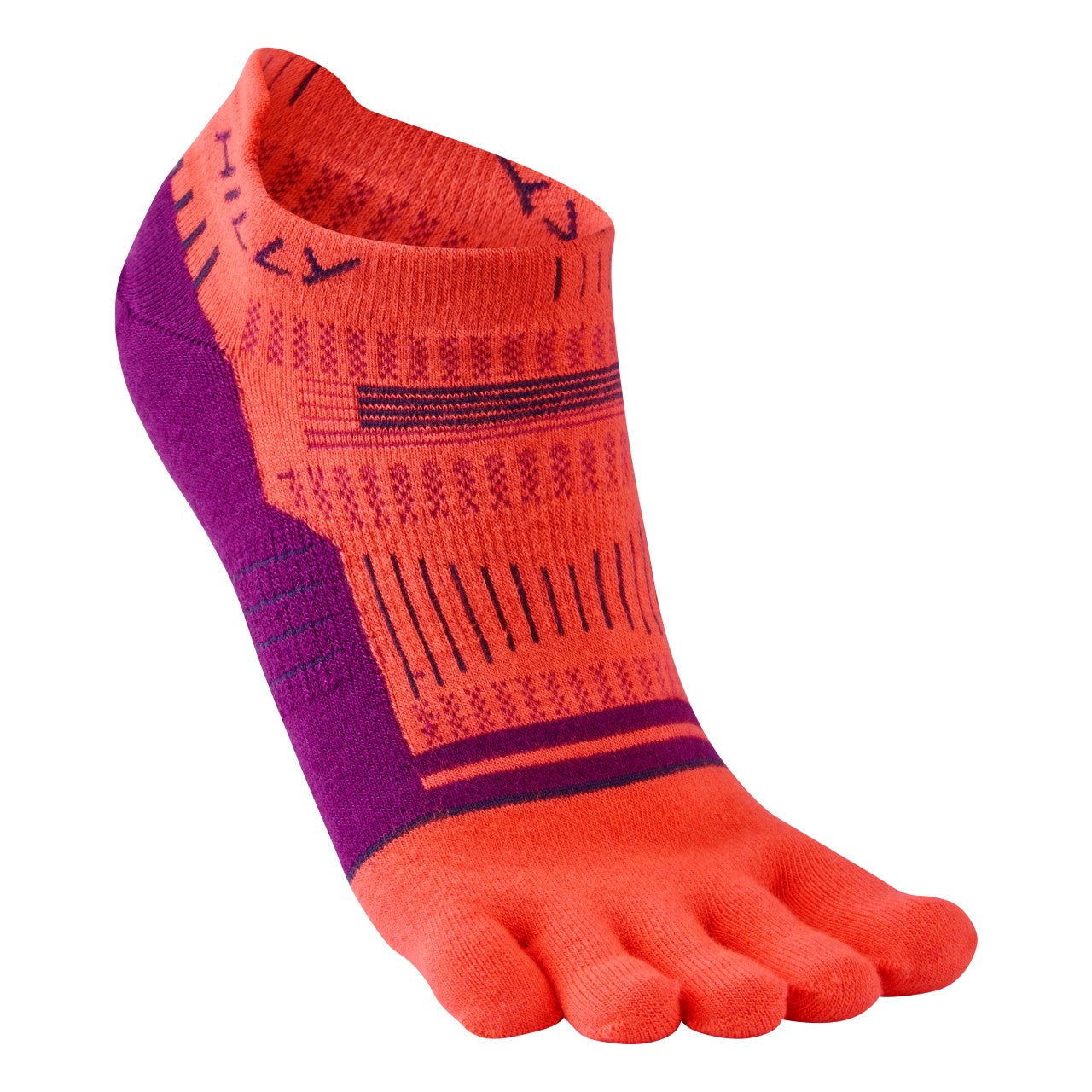 Toes Socklet Min - Hot Coral/Grape Juice/Charcoal - RunActive