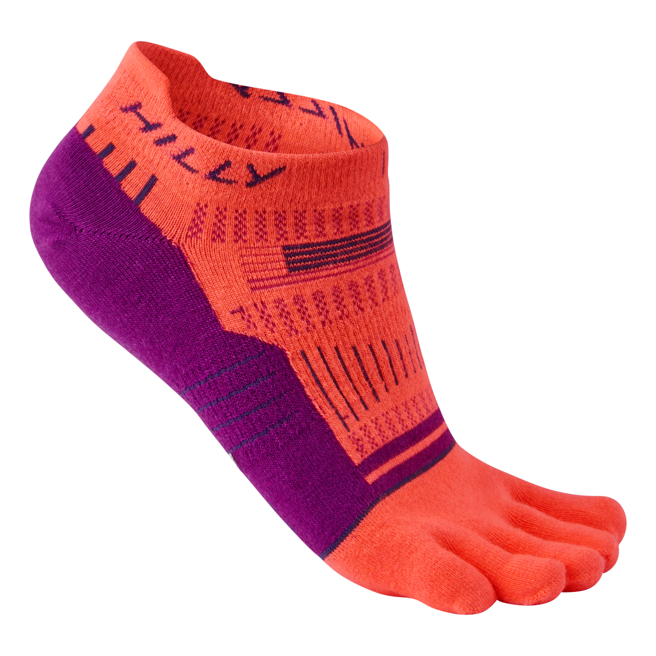 Toes Socklet Min - Hot Coral/Grape Juice/Charcoal - RunActive