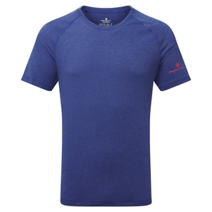 Life Tencel Short Sleeve Tee (Mens) - Dark Cobalt Marl/Flame - RunActive