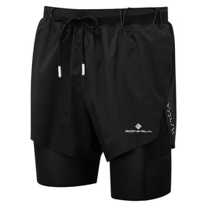 Tech Distance Twin Short (Mens) - All Black - RunActive