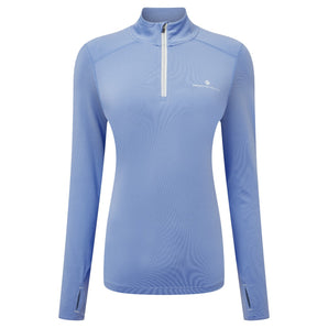 Life Practice 1/2 Zip Tee (Womens) - Lake Blue/Vanilla - RunActive