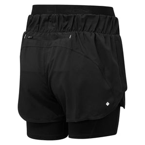 Tech Twin Short (Womens) - All Black - RunActive
